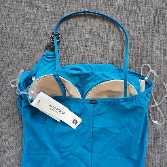 Amoressa By Miraclesuit Womens Pandora Elle Dorado One-shoulder One-piece Size 8 - Picture 10 of 14